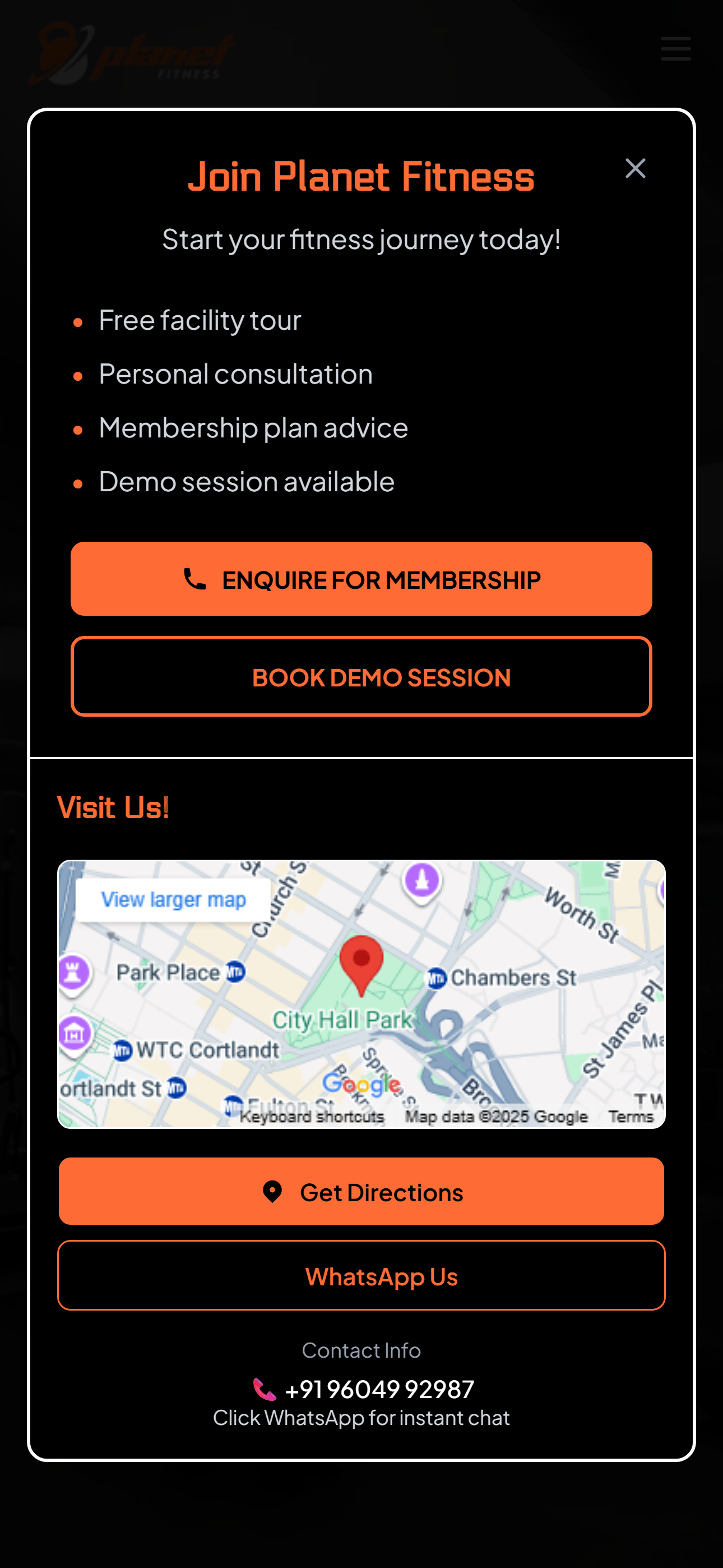 Planet Fitness Mobile View