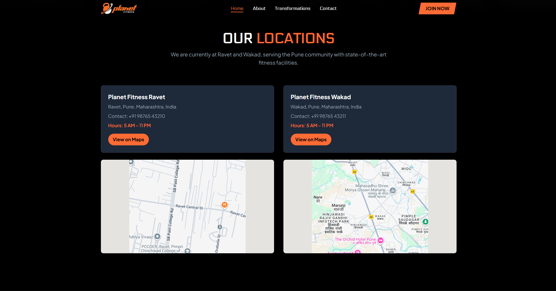 Planet Fitness Detail View